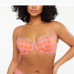 SAVAGE X FENTY Checkered Orange/Pink Bra 36DD